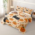 thumbnail image 3 of Manfei Cute Halloween Cat Quilt Full, Pumpkin Ghost Full Bedspread Sets, Orange Beige, 3-Piece, 1 Coverlet and 2 Pillowcases, 3 of 7