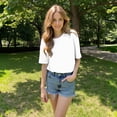 thumbnail image 6 of Endives Women's Short Sleeve T-shirts Crew Neck Drop Shoulder 2D Printed Basic Top Oversized Tee Fashion, 6 of 7