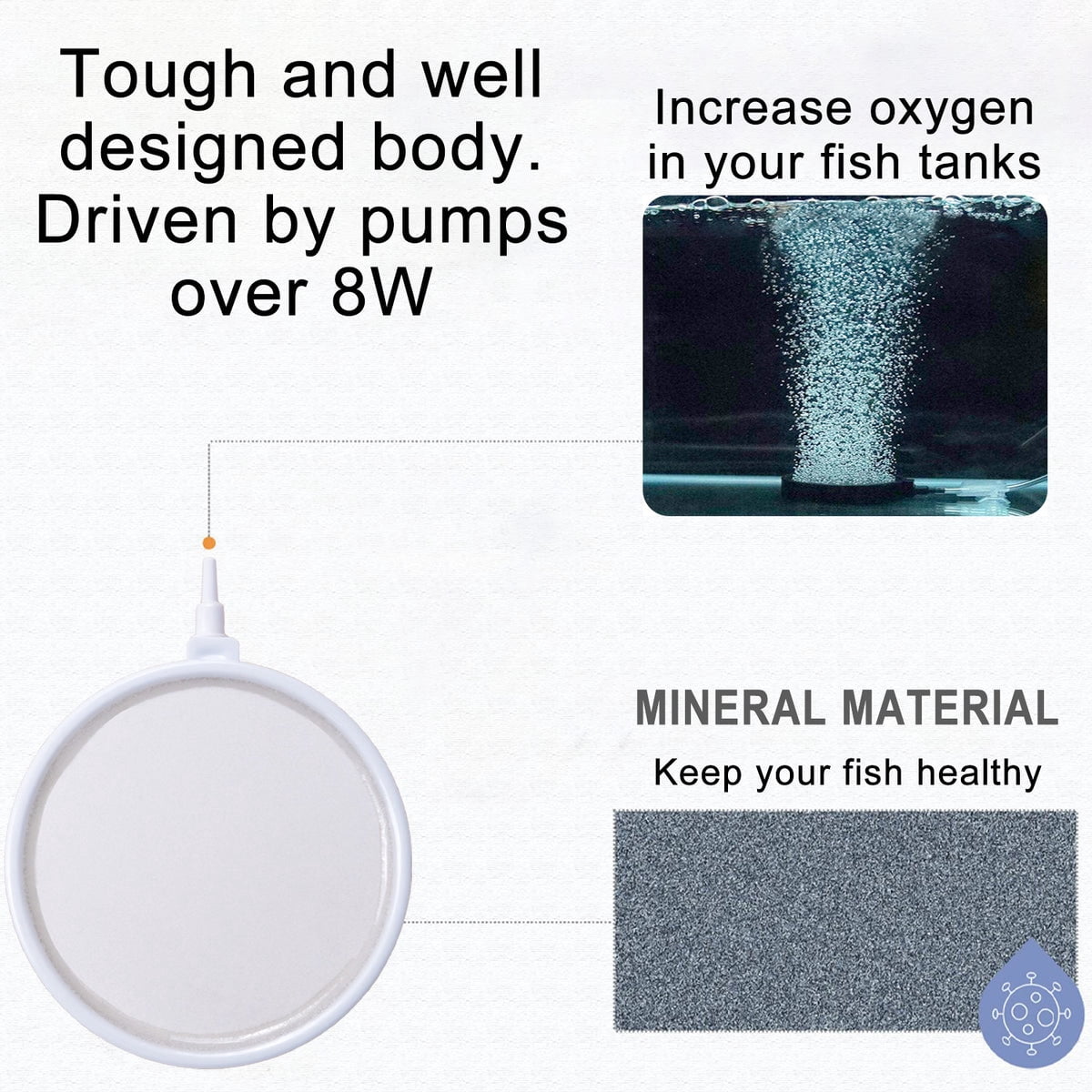 Aqua Dream Air Stone 5 Inch White Disc Diffuser for Fish Tank Aquarium Air Pump
