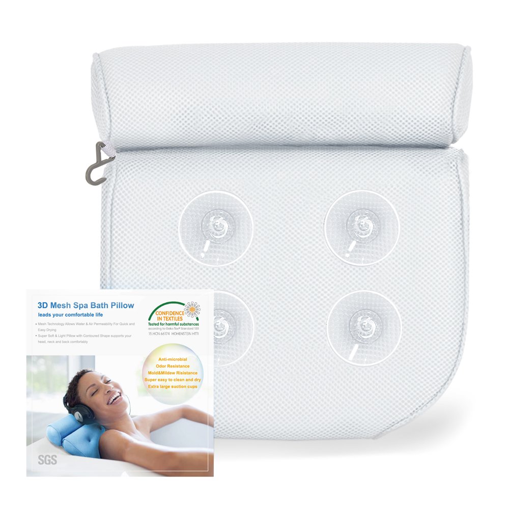 Fast Drying Mildew Resistant Bathtub Pillow For Head Neck Shoulder Back Support Full Body Relax