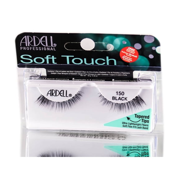 150 Black , Ardell Soft Touch Tapered Tip Lashes , Hair Scalp Skin Body - Pack of 1 w/ SLEEK Teasing Comb