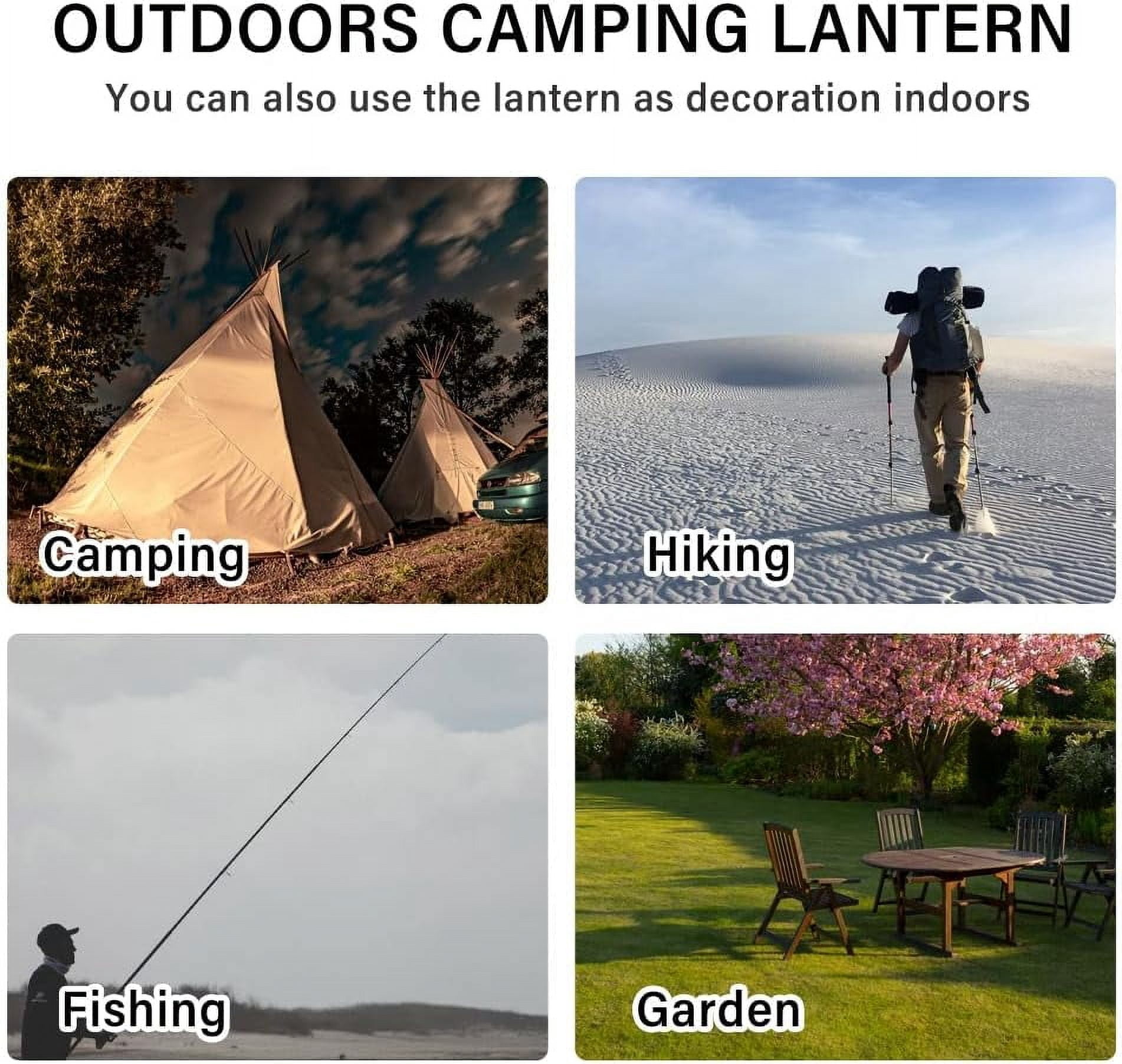 Camping Lantern 1200mAh USB Rechargeable Solar Charging Tent Lamp Collapsible LED Camping Light Power Supply for Phone for Outdoors Emergency Hiking Fishing