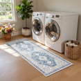 thumbnail image 3 of CYNERA Vintage Distressed Bohemian Runner Rug 2'x6', Blue Washable Foldable Non-Slip Low-Pile Carpet for for Hallway Entryway Kitchen Laundry Room, 3 of 8