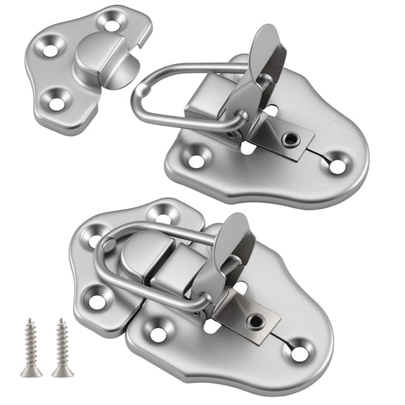 WellMade Heavy-Duty Steel Toggle Hasp Latches (2 Pack),2-3/4"x1-1/2" Burnish Nickel Color - for Cabinet, Door, Chest & Window with Mounting Screws