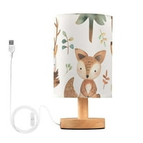 Bedside Desk Lamp LED Fox Rabbit Deer Leaf Trees Table Nightstand Lamps Warm Light Fabric Lampshade for Home Bedroom Office Living Room Decor