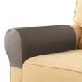 thumbnail image 2 of PU Leather Armrest Covers, Stretch Couch Arm Cover Water Resistant Sofa Arm Protector Furniture Protector for Living Room-Taupe-2 pcs, 2 of 7