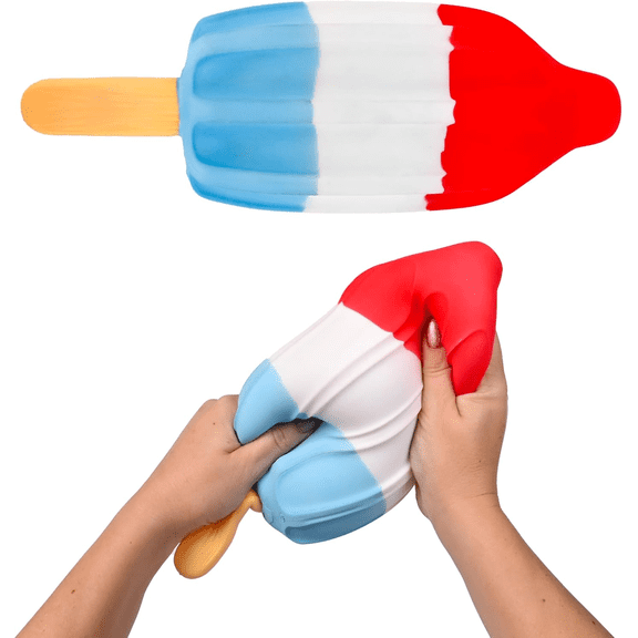 Jumbo 9.45 Inch Red White Blue Popsicle Squishy Toy, Large Slow Rising Stress Relief Squishies, Non-Toxic Foam Squeeze Sensory Fidget Toy for Kids Adults