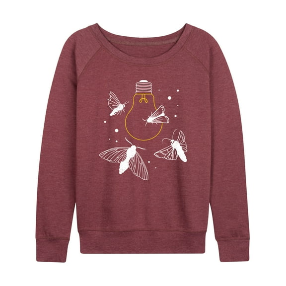 Instant Message - Moths On Lightbulb - Women's Lightweight French Terry Long Sleeve Shirt