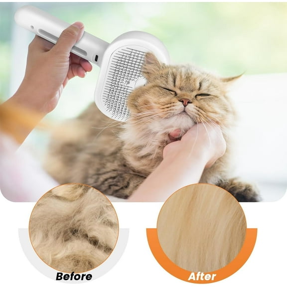 Cat Brush for Shedding, Cat Steam Brush with Release Button, Dog Brush for Long & Short Hair, Self Cleaning Slicker Brush for Cats & Dogs, Skin Friendly Cat Grooming Brush