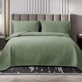 thumbnail image 2 of CJC Quilted Duvet Cover Set 3-Piece – Soft All-Season Bedspread with 2 Pillow Shams (220x240 cm / 87x94 in, Green), 2 of 10