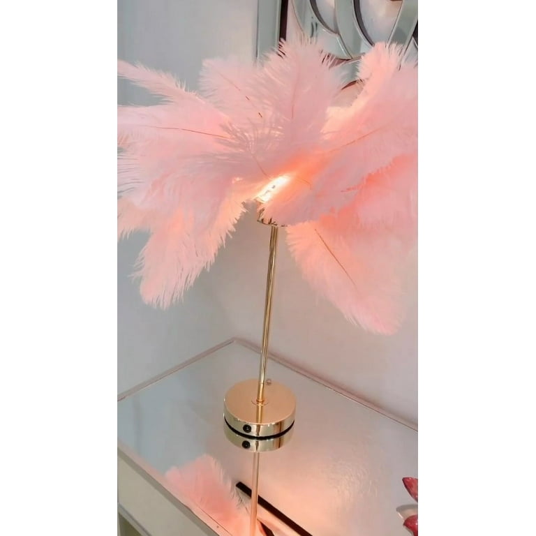 HARIM ハリム Leef Feather with Golden rose Homary Loftus Art Deco Pink Feather Gold Table Lamp Unique