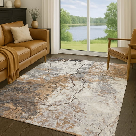 Addison Rugs Chantille Indoor/Outdoor Transitional Abstract Copper Machine Washable Rectangle Rug, 10' x 14'