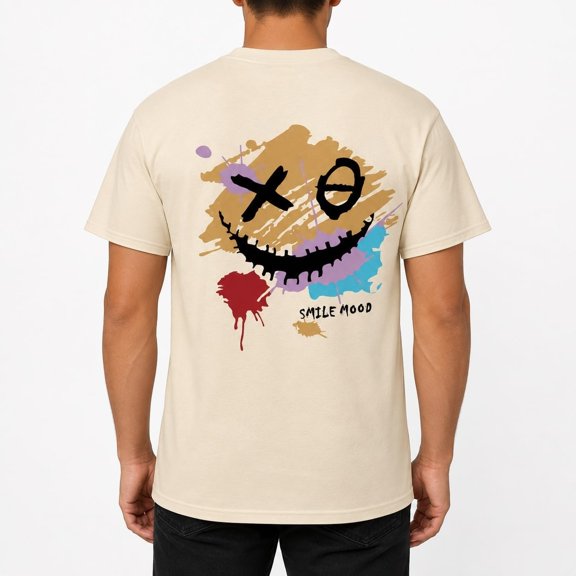 Men's Smile Mood Graphic T-Shirt, Classic Fit Short Sleeve Crewneck Tee