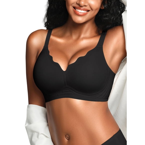 Sujetadores inalámbricos Jelly Bras Cuteio para mujer, cobertura total, color negro L