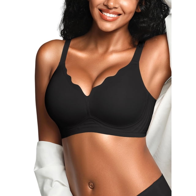 Sujetador inalámbrico Jelly Bra Cuteio para mujer con cobertura total negro XL