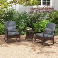 thumbnail image 4 of Costway 3 PCS Rocking Bistro Set with Removable Cushions & Tempered Glass Top Coffee Table Grey, 4 of 10