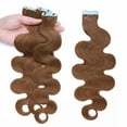 thumbnail image 6 of Benehair 100% Real Remy Human Hair Extensions Tape In Skin Weft Full Head Body Wave Brown Invisible Thick 20 pcs 40pcs 12"-24", 6 of 11