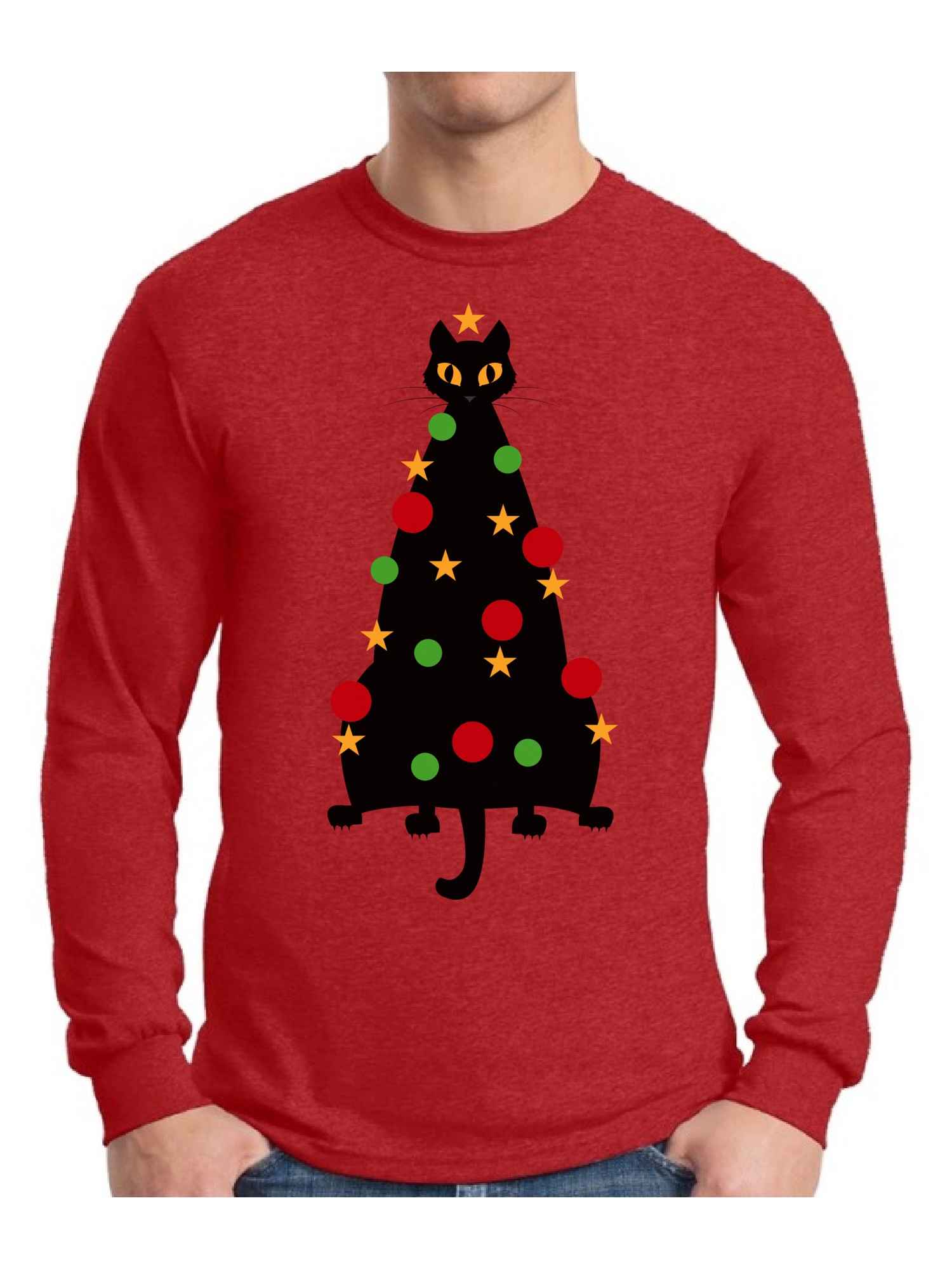 Awkward Styles Xmas Cat Ugly Christmas Sweater Long Sleeve Tshirt For