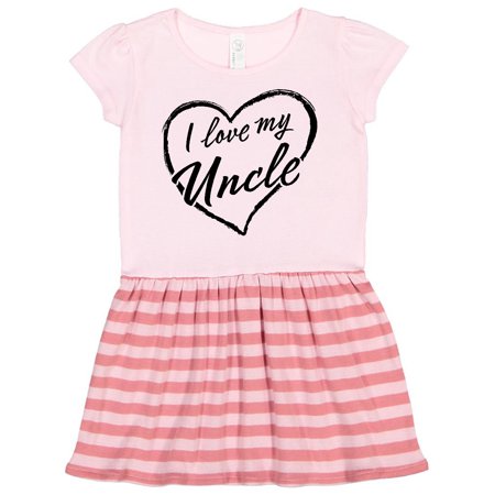

Inktastic I Love My Uncle in Black Chalk Heart Gift Toddler Girl Dress