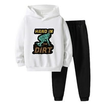 Kiijoy Boys Graphic Print Active Hoodie & Sweatpants 2Pcs Outfits Clothes Set, Sizes 9-10