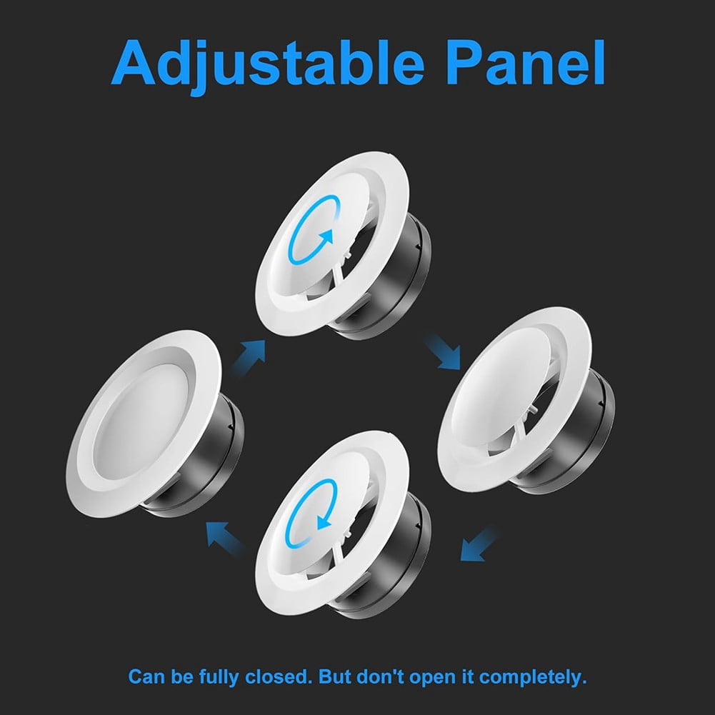 Adjustable Air Vent Covers Round Ceiling Vent Bathroom Extractor Fan Vent Cover Ø100Mm - 2Pcs