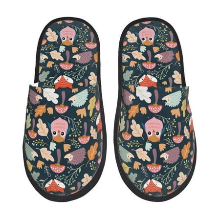 

Slippers for Women Men Autumn Fox Owl Warm Womens Mens House Shoes Bedroom Slippers Fuzzy Memory Foam Slippers Winter House Indoor Shoes Aesthetic Dorm Slippers