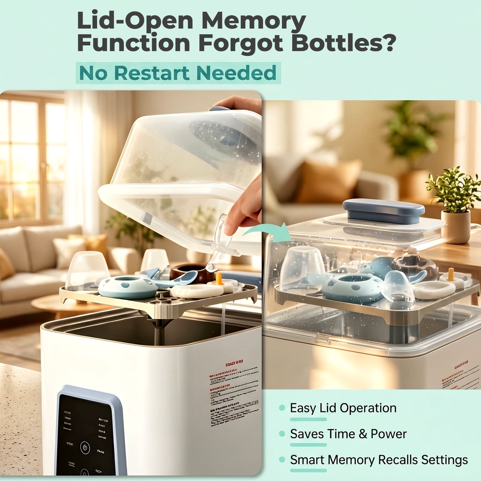 FOHERE Baby Bottle Washer and Sterilizer and Dryer, All-in-One 4-in-1 Machine with Dual Spray Arms, 28000Pa High-Pressure Wash, 210°F Steam, for New Parents, Newborn gifts