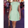 thumbnail image 2 of Biezeib Women Summer Mini Dress Solid Color Cap Sleeve A-line Dress Fashion Zipper Fake Pockets Slim Short Dress, 2 of 6