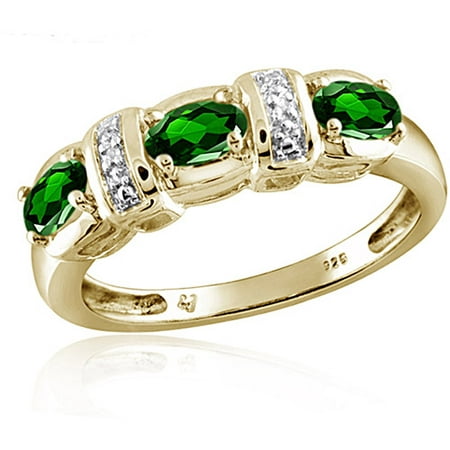 JewelersClub 0.69 Carat Chrome Diopside Gemstone and Accent White Diamond Ring