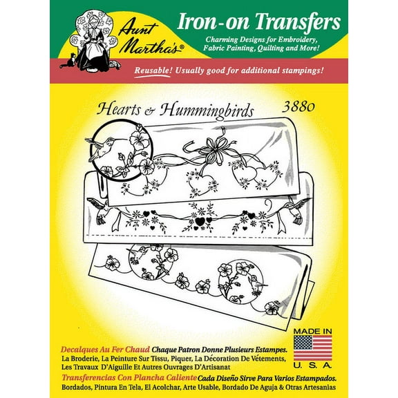 Aunt Martha's #3880 Hearts & Hummingbirds