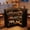 Black, variant on Fnova L-Shaped Home Bar Unit with Metal Footrest, 4-Tier Corner Liquor Display Unit, Versatile Reception Desk with Storage, Brown