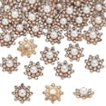 thumbnail image 1 of 40Pcs Alloy Buckles with Imitation Pearl & Glass Snowflake Golden 16x16x7mm, 1 of 5