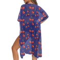 thumbnail image 5 of HELLHERO Polyester Bathing Suit Cover Up for Vacation Half Sleeve Free Size Long Kimono Swimsuit Cover Up Cherry Pattern Print, 5 of 6