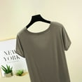 thumbnail image 4 of Htigea Womens Square U Neck Short Sleeve Basic Tee Tops Fitted Cotton T-Shirts for Summer Winter Layer Today Sales Green,L, 4 of 5