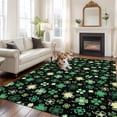 thumbnail image 2 of Large Area Rugs for Living Room Bedroom, St. Patrick's Day 5'x8' Rug Washable Carpet Runner Indoor Outdoor, Spring Green Shamrock Leaves Black Non Slip Floor Mats Rug for Kitchen, Bathroom, 2 of 8