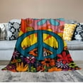 thumbnail image 2 of Leisuo Peace Sign Throw Blanket Soft Cozy 70s Hippie Style Flannel&nbsp;Blanket for Kids Women Adults Psychedelic Art Plush Blanket Rainbow and Sun Fuzzy Blanket for Sofa Bed Couch, 2 of 6