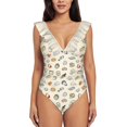 thumbnail image 2 of Cheese Pattern Sexy Ruffle Print Swimwear Women One Piece Swimsuit Female Monokini Bathing Suit Cheese Pattern Love Cheesy, 2 of 5