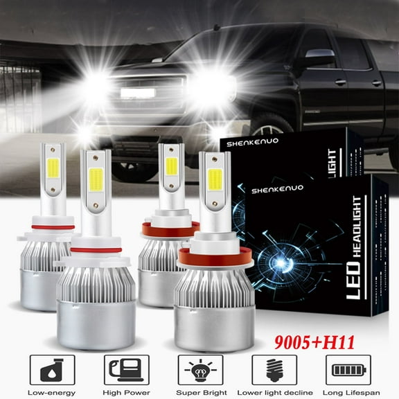 For 2017-19 Gmc Sierra 2500 3500 LED Headlight Bulbs 9005 H11 High and Low Beam 4pc