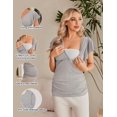 thumbnail image 2 of Camisetas de maternidad Ekouaer con cuello en V y manga corta para amamantar x3, 2 of 6
