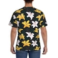 thumbnail image 3 of Bixox Men's Lilies Flowers Printed Short Sleeve Skinny Athletic T-Shirt, 3 of 6