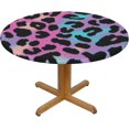 thumbnail image 3 of Neon Leopard Grain Print Tablecloth with Elastic Edge, Round Table Cover Washable Reusable Table Cloths for Kitchen Dining Party, 3 of 6