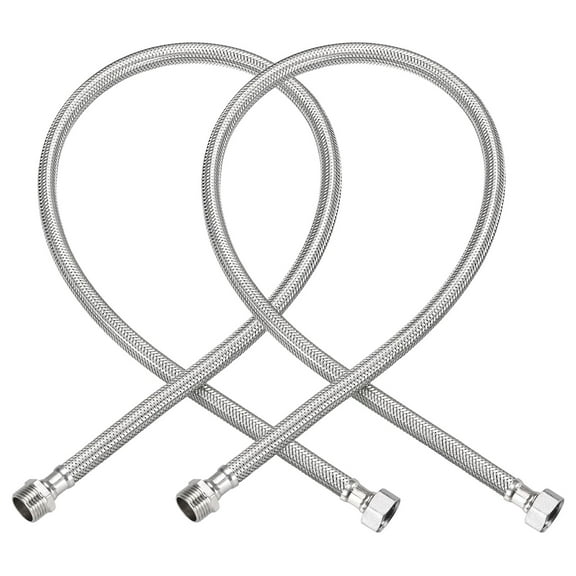 Uxcell 32" Faucet Supply Line Connector, G1/2 Female x G1/2 Male 304 Stainless Steel Water Supply Hose, 2 Pack