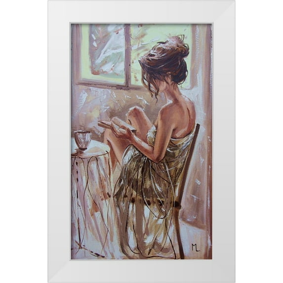 Luniak, Monika 21x32 White Modern Wood Framed Museum Art Print Titled - Coffee and Book