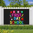 thumbnail image 2 of Colorful First Day School Themed Backdrop Banner with Apple Pencil Clock Elements Party Decorations Photography Props Classroom Decor Backdrop for School Events Opening Ceremony Student Gatherings, 2 of 8
