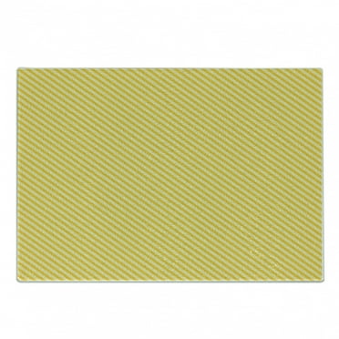Vintage Yellow Cutting Board, Diagonally Striped Simplistic Geometric Pattern in Retro Style, Decorative Tempered Glass Cutting and Serving Board, Small Size, Yellow and Pale Yellow, by Ambesonne