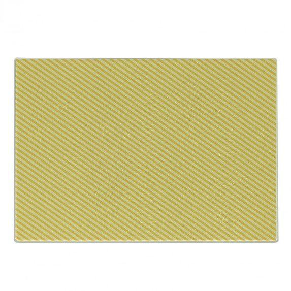 Vintage Yellow Cutting Board, Diagonally Striped Simplistic Geometric Pattern in Retro Style, Decorative Tempered Glass Cutting and Serving Board, Small Size, Yellow and Pale Yellow, by Ambesonne