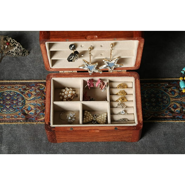 Wooden Jewelry Box Small Jewelry Storage Case For Necklace Earring