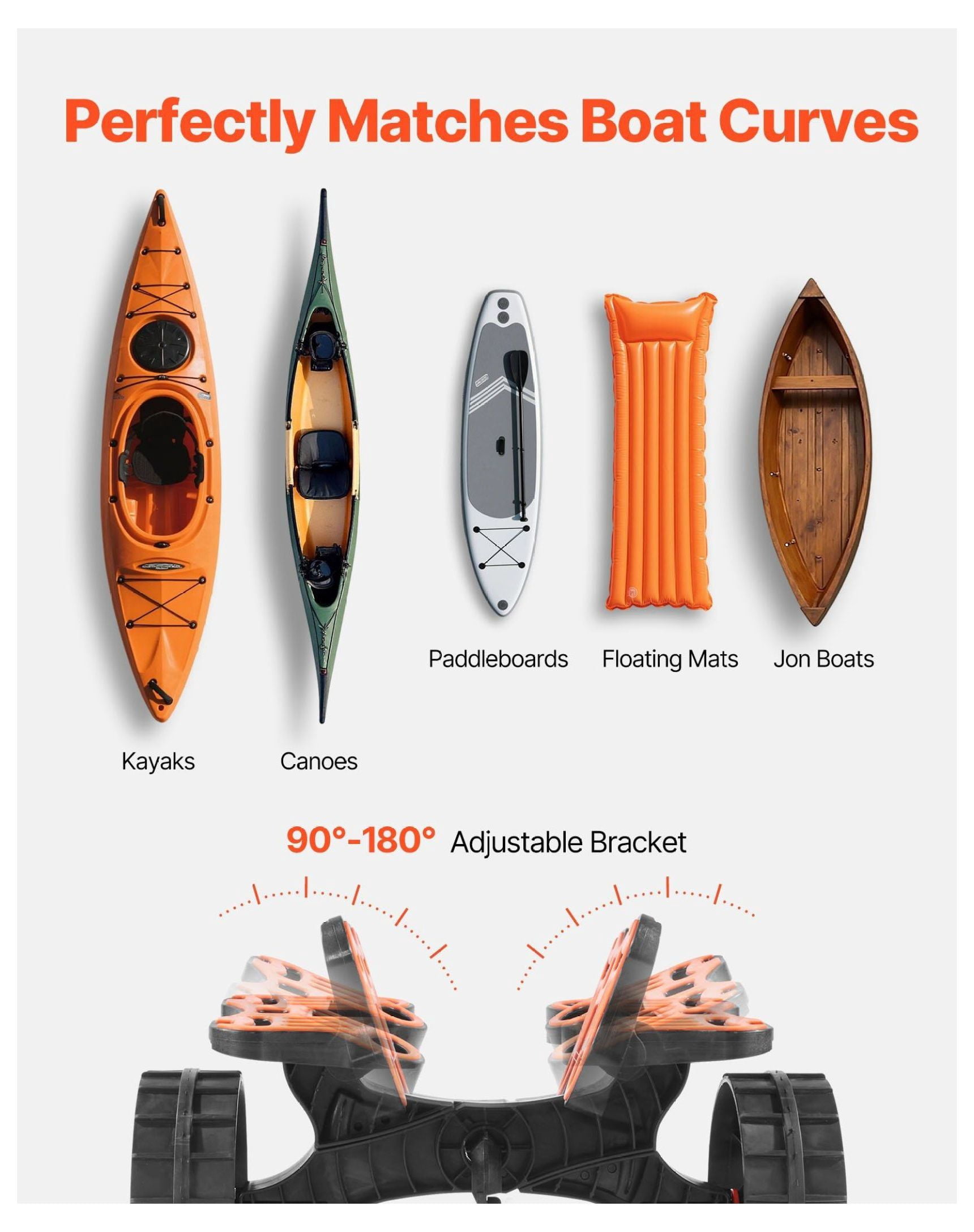 Kayak Cart 300 Lbs Capacity - Foldable Kayak Trolley with 10-inch Tires & Ratchet Strap - Canoe & Paddle Board Carrier for Transport