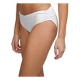 thumbnail image 3 of CALVIN KLEIN Women's White Stretch Lined Full Coverage Shirred Hipster Swimsuit Bottom L, 3 of 3