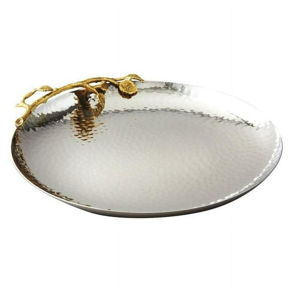 Jiallo 70024 Gilt Gold Leaf & Hammered Steel Finish Round Plate